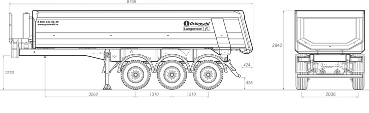 Самосвальный полуприцеп Grunwald Gr-TSt V=22