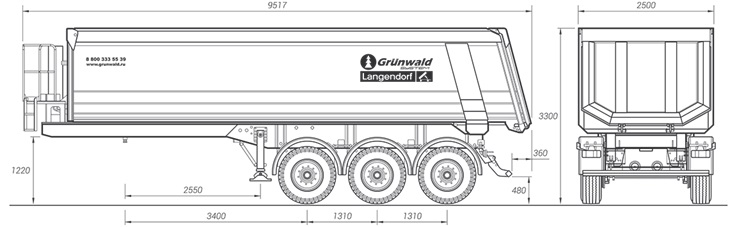 Самосвальный полуприцеп Grunwald Gr-TSt V=34